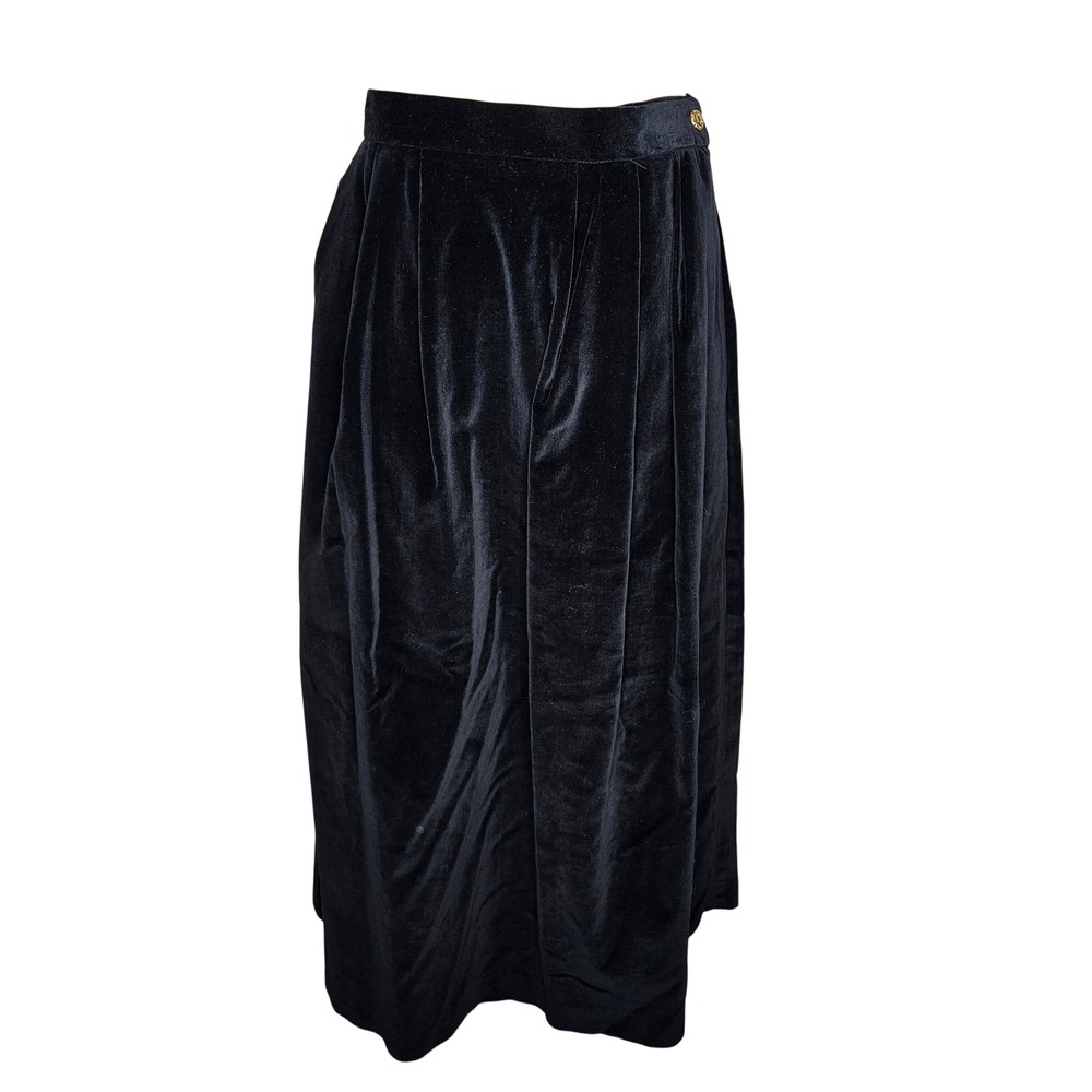 Bryn Connelly Vintage‎ Black Velvet Maxi Skirt High Waisted Pleated Lined Sz 6